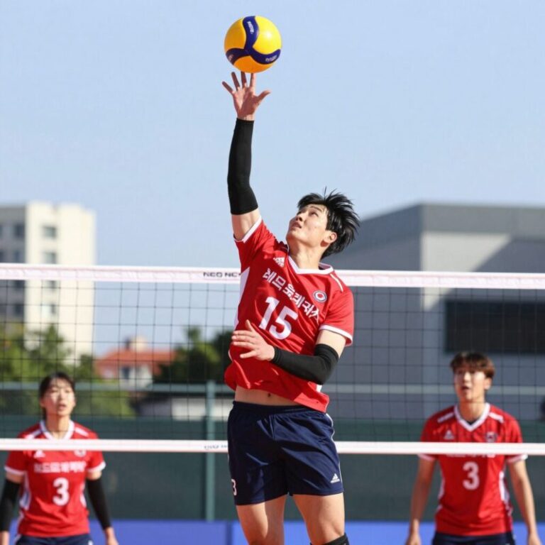 이다현 배구선수가 일본 NEC 레드로케츠 유니폼을 입고 있는 모습
