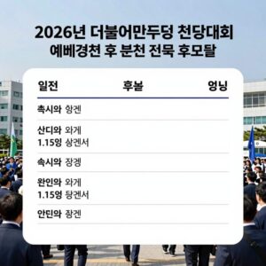 2026년 더불어민주당 전당대회 예비경선 후 본선 진출 후보들 명단과 일정 개요