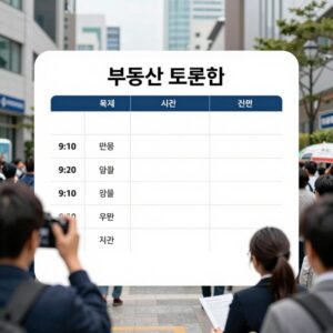 부동산 토론회 시간표를 촬영한 사진