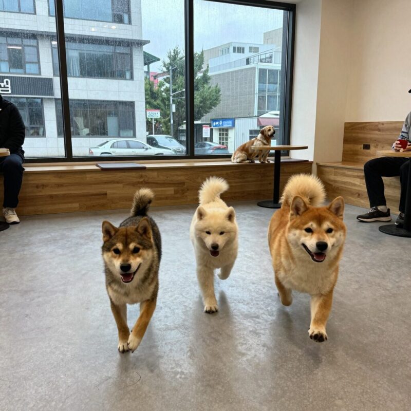 실내 애견카페 실내 운동장 강아지와 비 오는 날도 즐거운 곳 추천 1 실내 애견카페에서 강아지들이 폭신한 바닥에서 뛰어노는 모습, 비 오는 날에도 즐겁게 놀 수 있는 공간