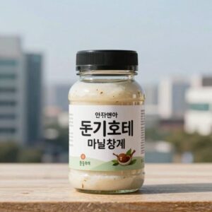 돈키호테 마늘참깨 제품 사진 깔끔한 디자인의 병과 내용물