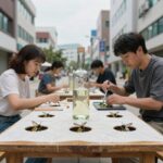 사과식초와 세제로 만든 DIY 초파리 트랩, 랩에 구멍을 뚫어 초파리를 유인하는 모습