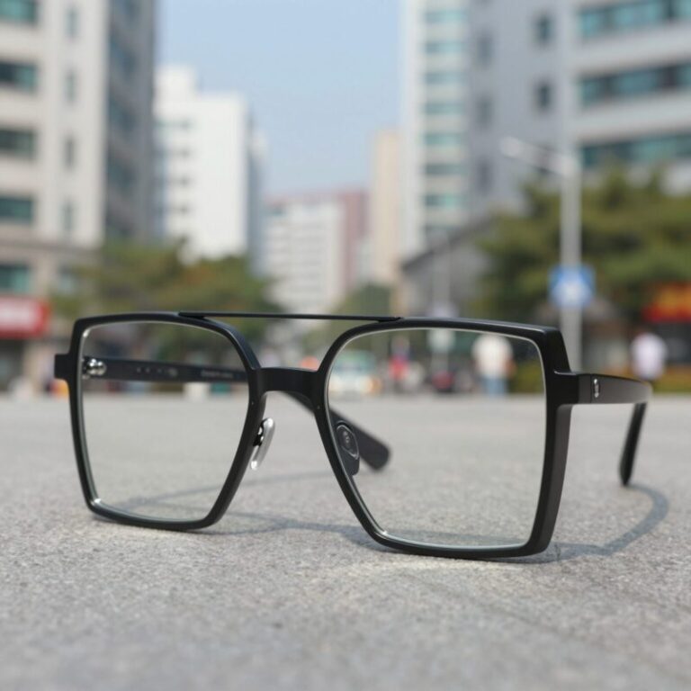 갤럭시 글래스 실물 디자인 젠틀몬스터 협업 모델의 슬림한 블랙 프레임