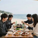 경포대 게스트하우스 고르는 팁 강릉 경포대 게스트하우스 파티 분위기 - 씨에스타 훈제삼겹살과 소주