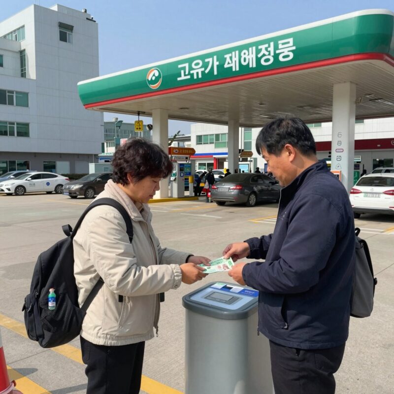 고유가 피해지원금 대상 확인과 사용처 1 고유가 피해지원금을 주유소에서 사용하는 모습