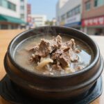 호주산 염소고기로 만든 염소 보신탕 한 그릇, 우거지와 시래기가 듬뿍 들어간 구수한 국물