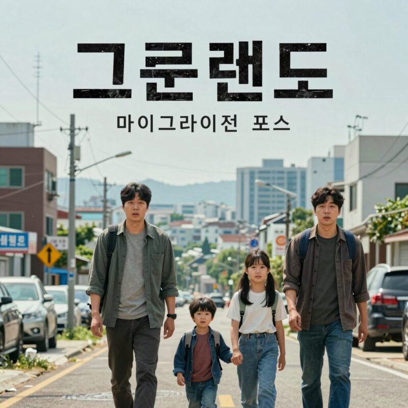영화 그린랜드2 마이그레이션 포스터 폐허가 된 도시와 개리티 가족의 모습