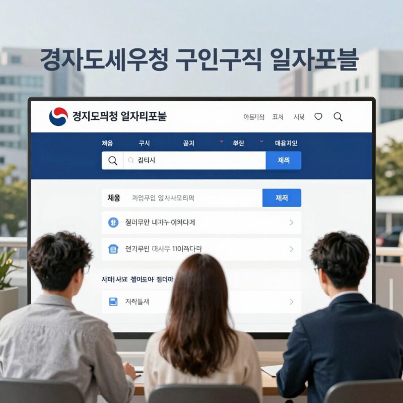 경기도교육청 구인구직 일자리포털 메인화면으로 채용 공고와 검색 필터가 표시됨