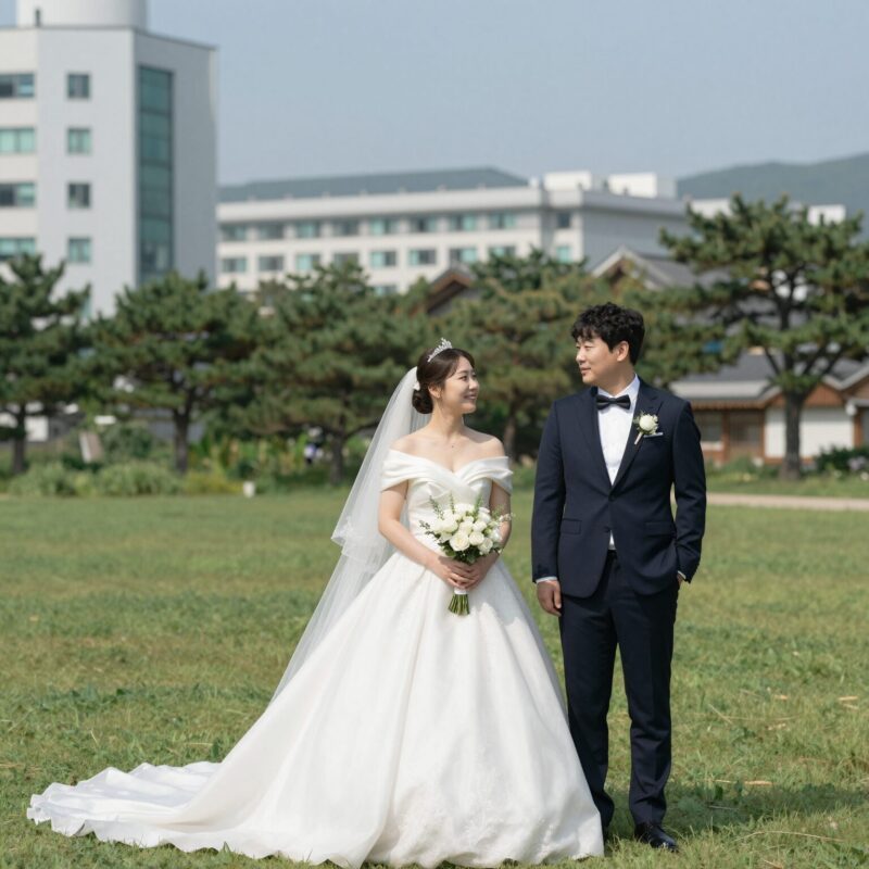 한상진 아내 이야기 진짜 진실 1 한상진과 아내의 결혼식 사진으로 두 사람이 다정하게 서 있음