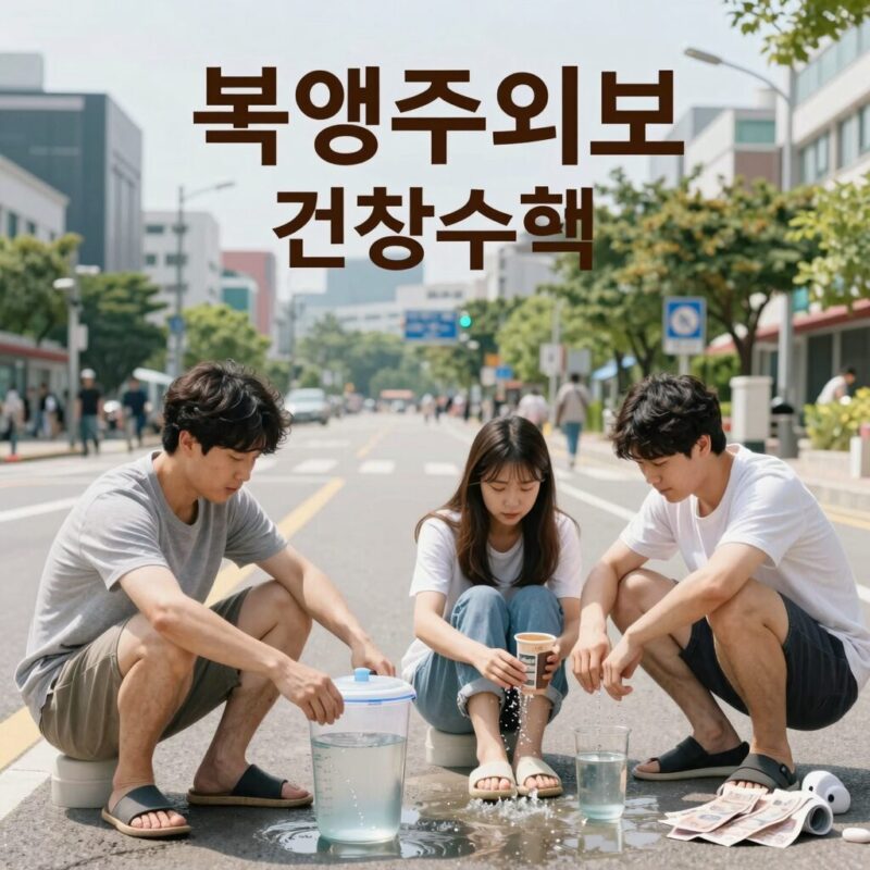 폭염주의보 기준에 따른 건강수칙 이미지 시원한 물과 그늘에서 휴식하는 모습
