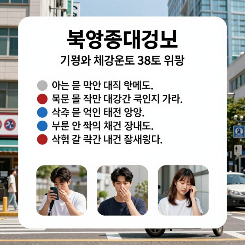 2026 폭염중대경보 기준 정리 1 폭염중대경보 발령 기준과 체감온도 38도 이상의 위험성을 설명하는 안내 이미지
