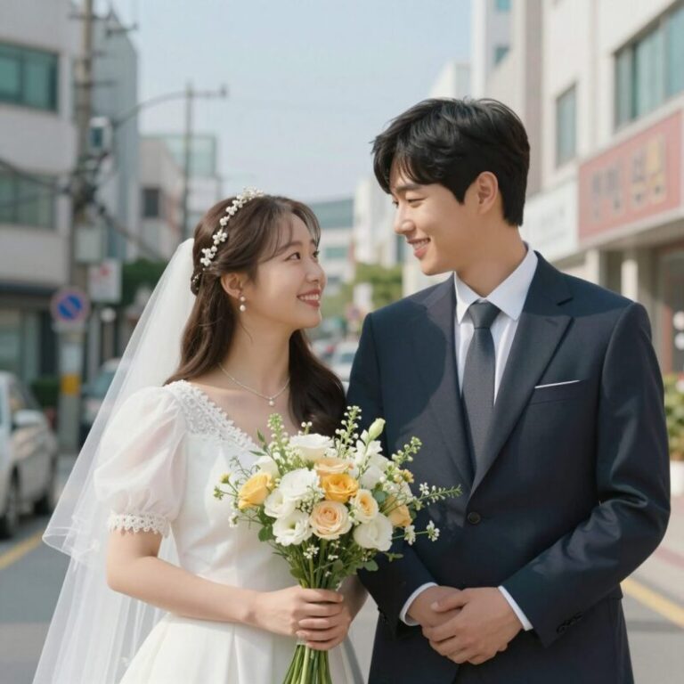 안희연 사랑이 온다 꽃다발 포스터 하석진과 함께 웨딩드레스 면사포 분위기