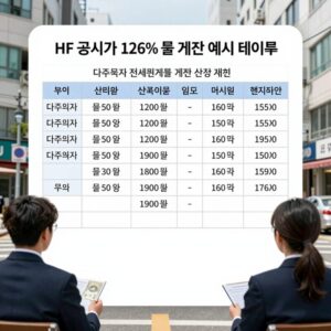 HF 공시가 126% 룰 계산 예시 테이블, 다주택자 전세퇴거대출 한도 산정 방법