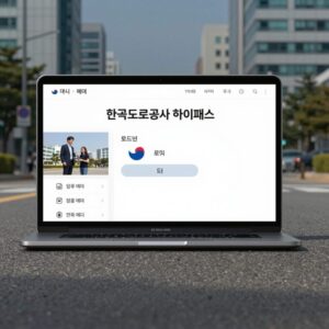 한국도로공사 하이패스 홈페이지 로그인 화면과 주요 메뉴