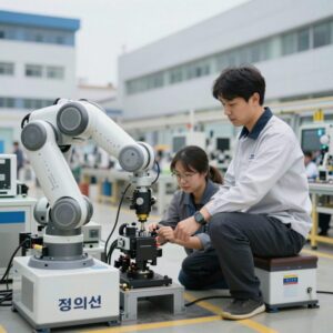 정의선 피지컬 AI 로봇이 현대차 공장에서 작업하는 모습