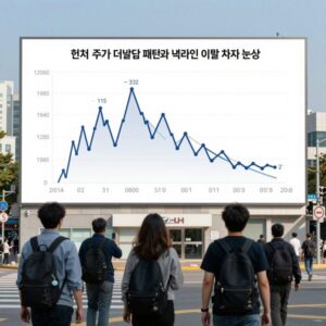 현대차 주가 더블탑 패턴과 넥라인 이탈 차트 분석
