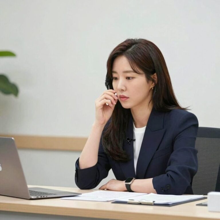 이나연 아나운서가 면접 준비를 위해 발음 연습을 하고 있는 모습