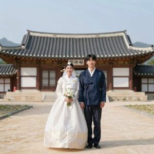 자오즈민과 안재형 부부의 전통 혼례식 모습