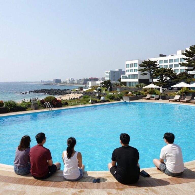 제주 해비치 호텔 야외 수영장 전경