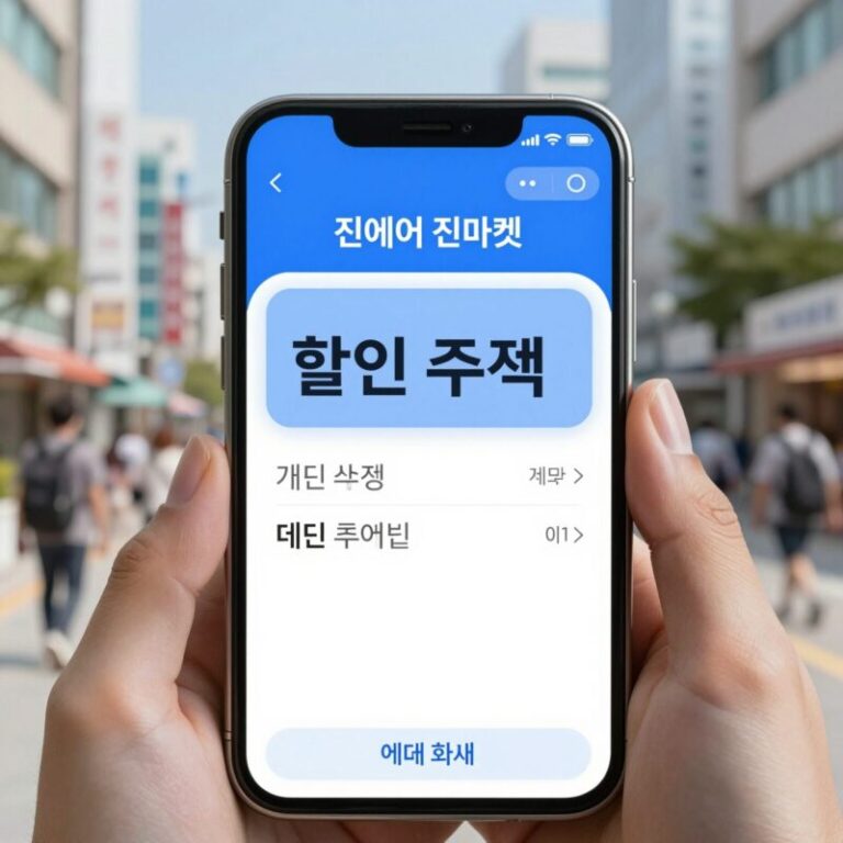 진에어 진마켓 할인 좌석 태그와 예매 화면