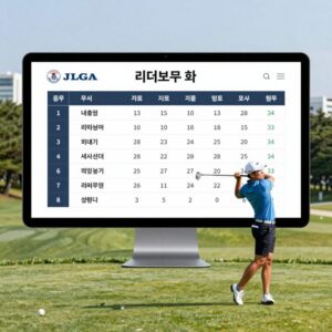 JLPGA 공식 홈페이지 리더보드 화면, 실시간 스코어와 선수 기권 정보 확인 가능