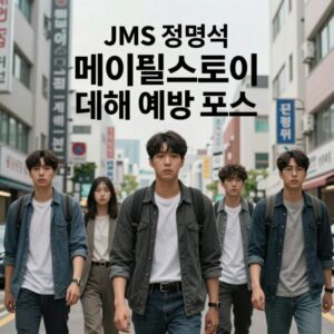 JMS 정명석 메이플스토리 피해 예방 포스터, 게임 속에서 낯선 사람의 접근을 경계하라는 메시지