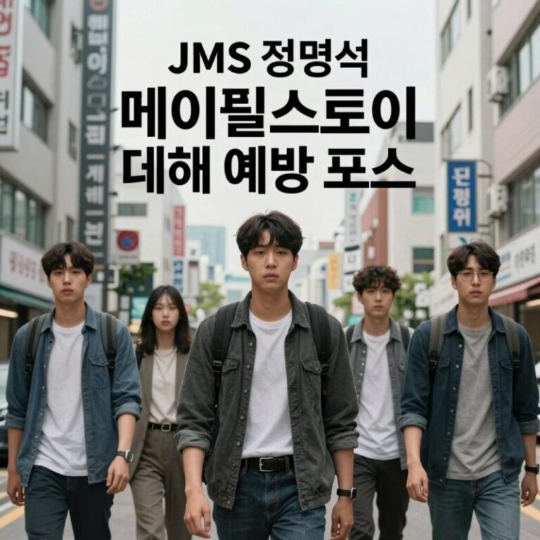 JMS 정명석 메이플스토리 피해 예방 포스터, 게임 속에서 낯선 사람의 접근을 경계하라는 메시지