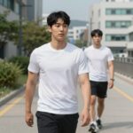 조던 나시 티셔츠를 입고 운동하는 모습