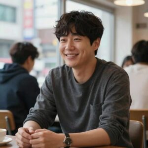 웹툰 김부장 결말 장면 김부장이 카페에서 미소 짓는 모습