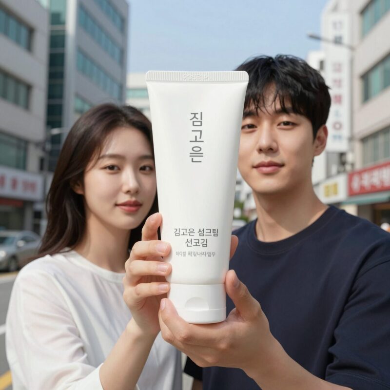 김고은 선크림 솔직 후기 추천 이유 1 김고은 선크림 제품 용기와 사용 모습