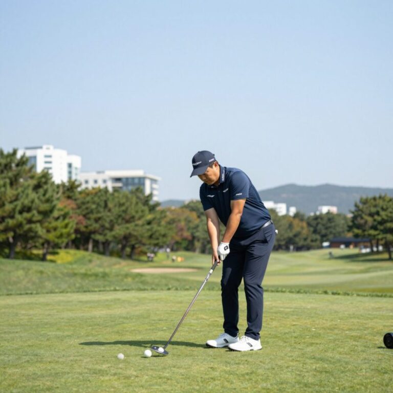 김주형이 제네시스 스코티시 오픈에서 퍼팅하고 있는 모습