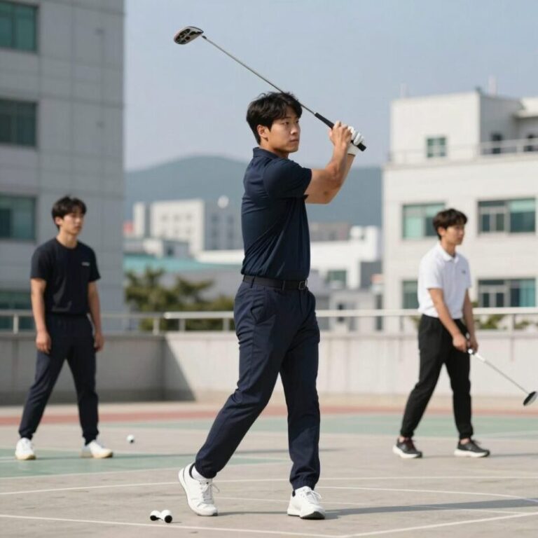 김주형 프로가 아이언 샷을 준비하는 모습