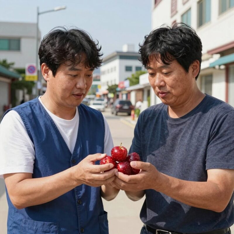 잘 익은 왕자두의 단면과 과즙