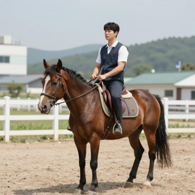 콩콩팜팜 말목장에서 김우빈이 말을 타고 있는 모습