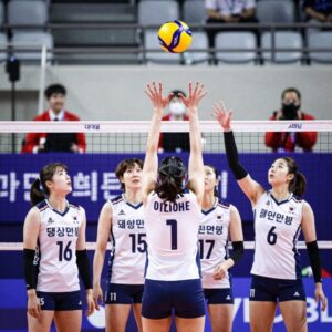 대한민국 여자배구 대표팀 AVC컵 2연승 경기 장면