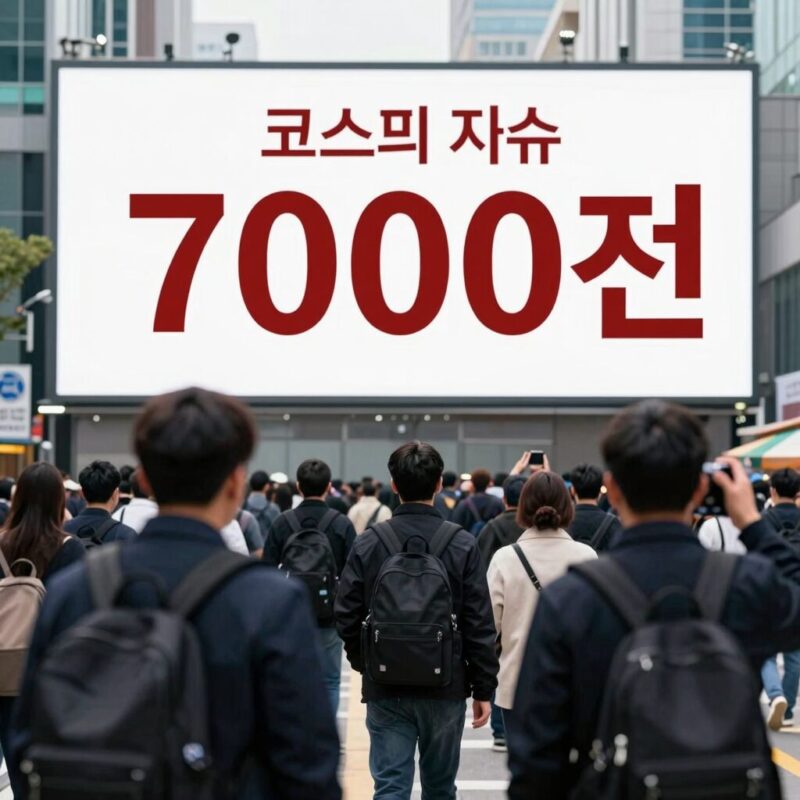 코스피 지수 7000선 붕괴 장중 차트