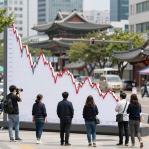 코스피 장중 상승분 반납과 환율 하락 흐름을 보여주는 차트