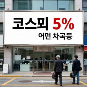 코스피 5% 급등 차트와 거래소 모습