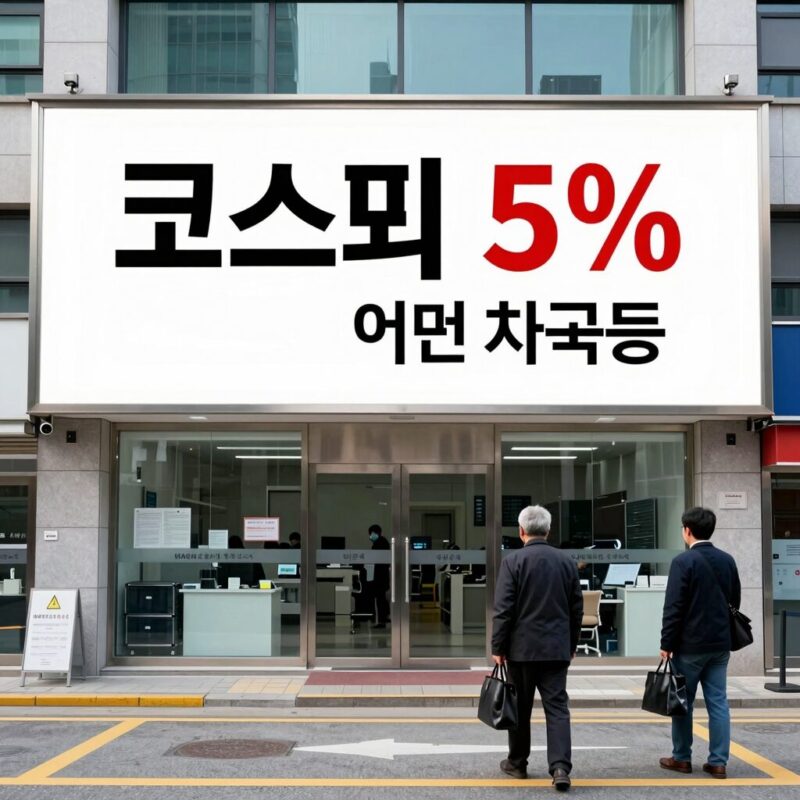 코스피 5% 급등 차트와 거래소 모습