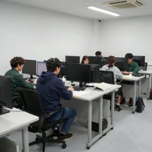곰돌이빙수기 그린 컬러가 작업실 인테리어와 어우러진 모습