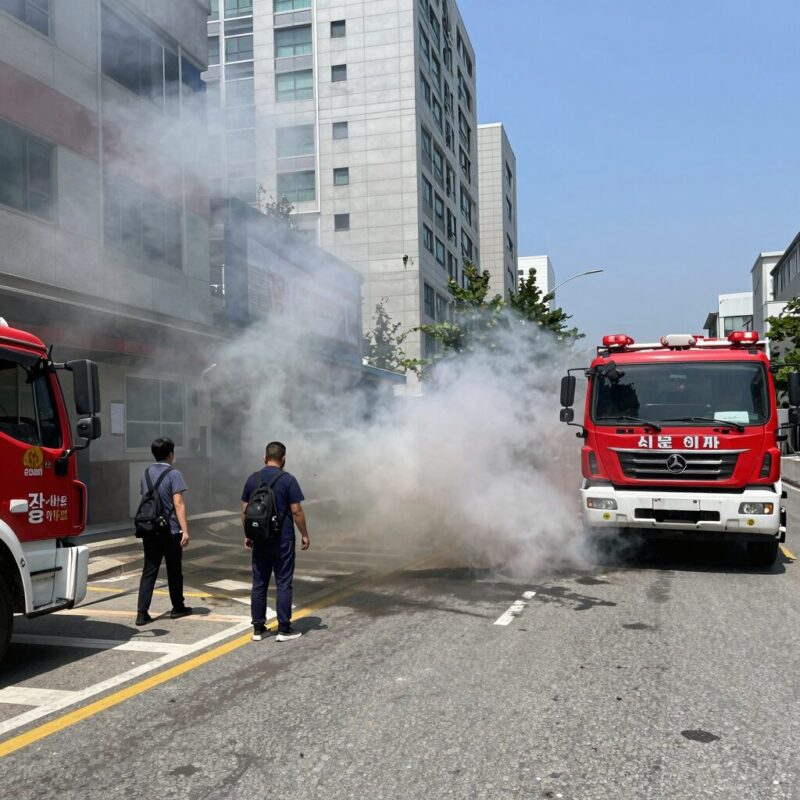 경산 사동아파트 화재 방화 사고 전말 1 경산 사동 아파트 관리사무소 폭발 화재 현장 연기와 소방차