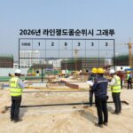 2026년 라인건설 도급순위 실시간 확인 2026년 라인건설 도급순위 표시 그래프와 건설 현장 사진