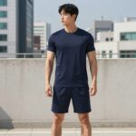 나시 래쉬가드 세트로 여름 준비 끝 남성 나시 래쉬가드 세트 착용 모습, 루즈핏으로 활동적인 포즈