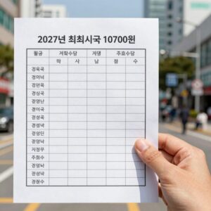 2027년 최저시급 10700원 월급 실수령액 계산 표와 주휴수당 포함