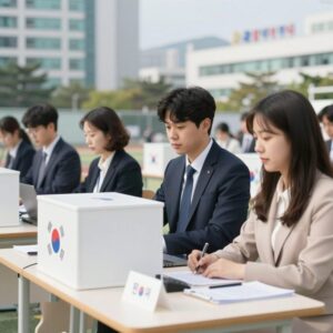2026년 더불어민주당 전당대회에서 권리당원이 온라인 투표하는 모습