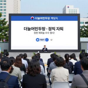 더불어민주당 홈페이지 메인 화면으로 정책 자료와 당원 서비스를 한눈에 볼 수 있는 레이아웃