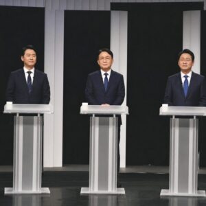 민주당 당대표 3파전 후보 토론회 모습