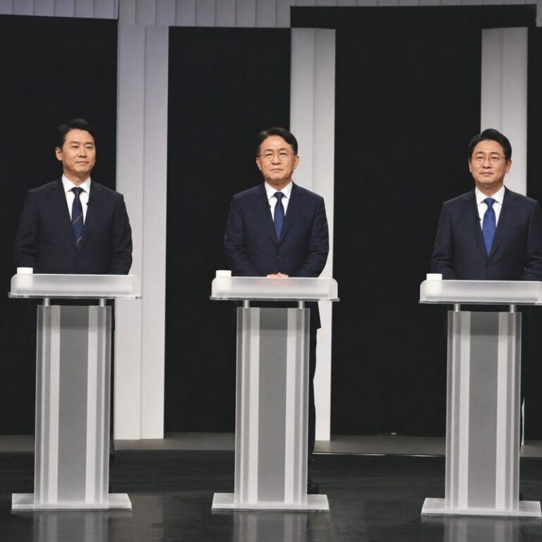 민주당 당대표 3파전 후보 토론회 모습