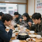 목동삼계탕 맛집 솔직 후기 목동 삼계탕 전문점 내부에서 삼계탕을 먹고 있는 모습