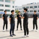 모리야스 하지메 감독이 훈련장에서 선수들에게 지시하는 모습